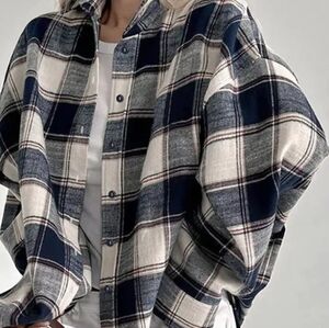 NWT Flannel Navy and Cream Shirt